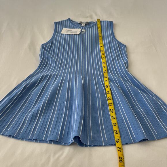 Autumn Cashmere NWT Sleeveless Pleated Stripe Peplum Periwinkle Blue Top Small - Picture 4 of 8
